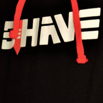 Black hoodie with red drawstrings and white text on a black background